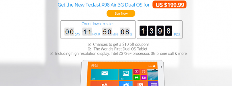 Teclast X98 Air 3G Dual Boot on Sale today only for $199