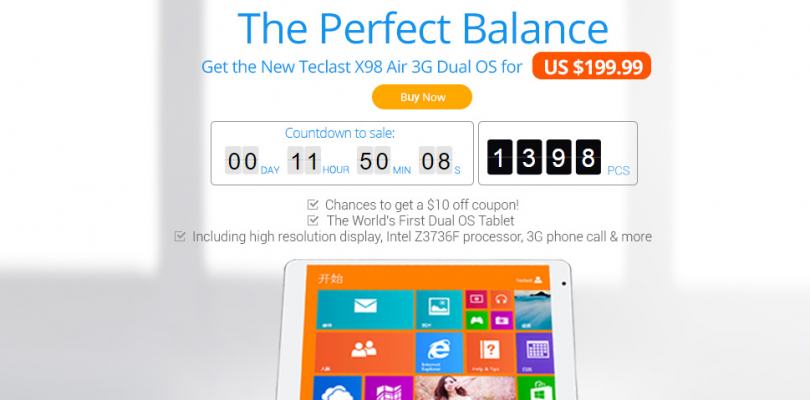 Teclast X98 Air 3G Dual Boot on Sale today only for $199