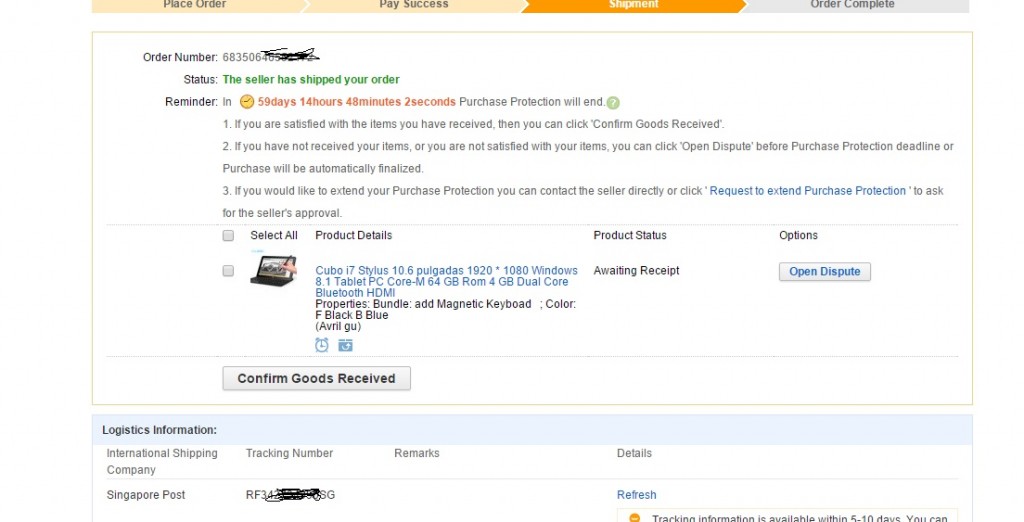 Cube i7 Stylus order shipped