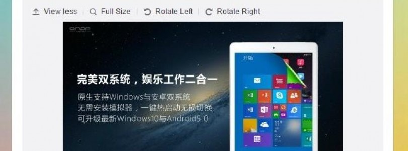Onda V919 3G Core M, To Ship With Win 8.1. Dual Boot Win 10 And Android 5 Coming