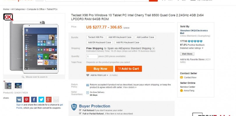 Teclast X98 Pro X5 Z8500 4GB Ram 64GB eMMC