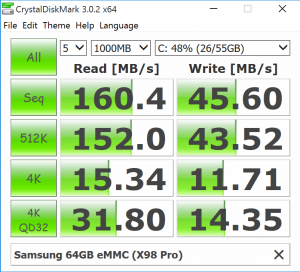 Teclast X98 Pro eMMC benchmark