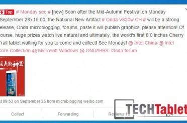 Onda v820w CH Release Date set – Monday 28th Sept