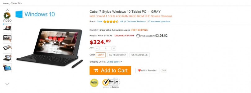 Daily Deals: Cube i7 Stylus Core M Windows 10 for $324.89
