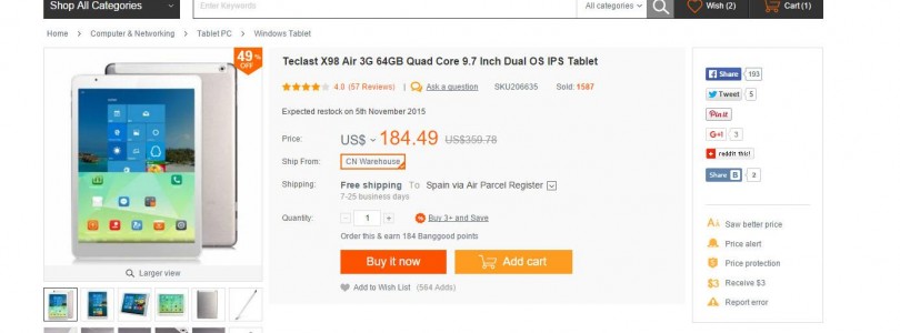 Deals: Teclast X98 Air 3G 64GB for $171