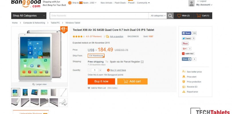 Deals: Teclast X98 Air 3G 64GB for $171