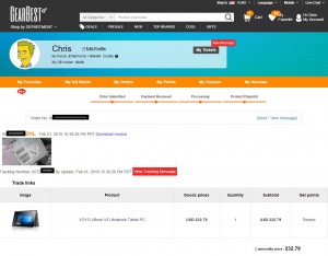 My Gearbest Voyo vBook Order order