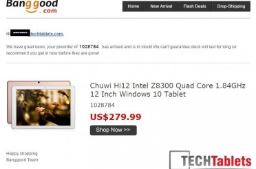 Chuwi Hi12 2160 x 1440p Atom X5 Tablet Now in Stock At BG