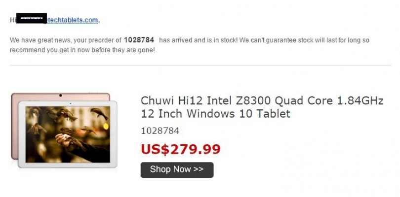Chuwi Hi12 2160 x 1440p Atom X5 Tablet Now in Stock At BG