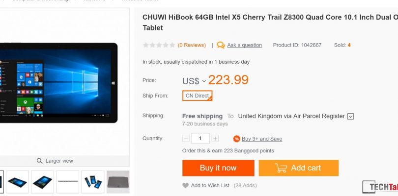 Now Shipping: Chuwi HiBook 10.1″ Dual OS 2 in 1.