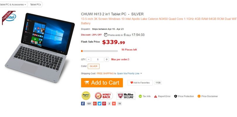 Chuwi Hi13 Finally Shipping From GearBest