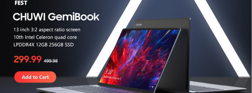 Chuwi Gemibook $299 13″ 2k, Celeron J4115, 12GB + 256GB SSD Laptop